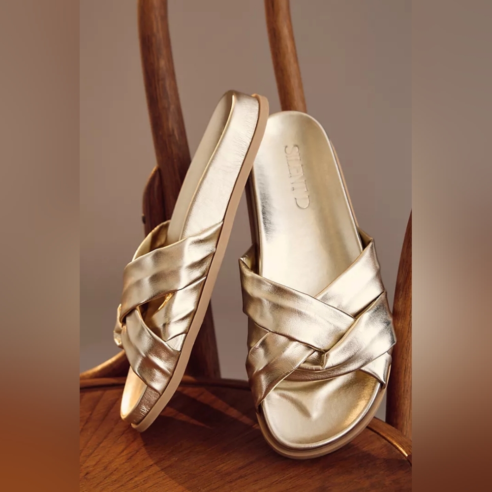 Anthropologie Gold Sandals